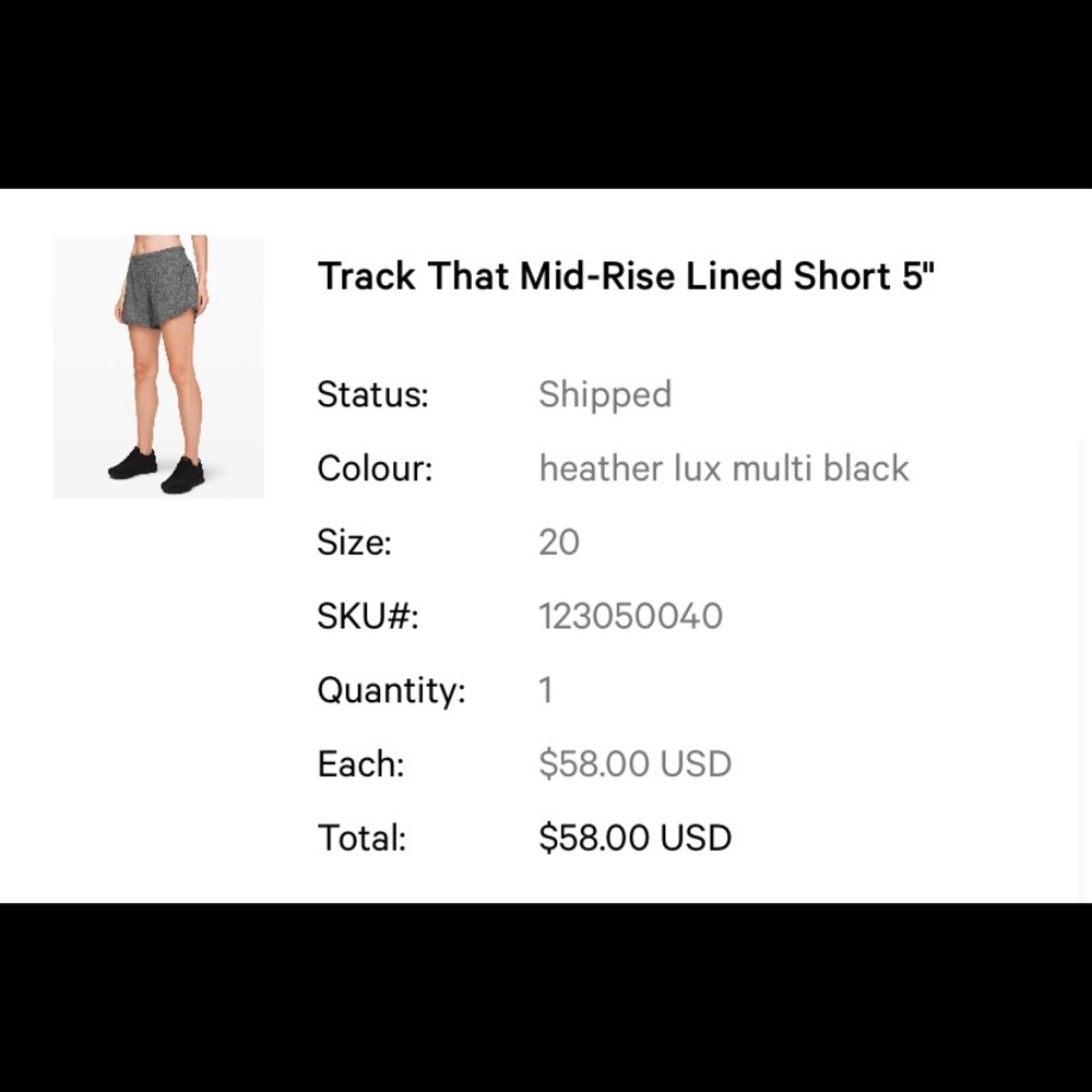 Lululemon mid rise track that 5” inseam shorts - size 20